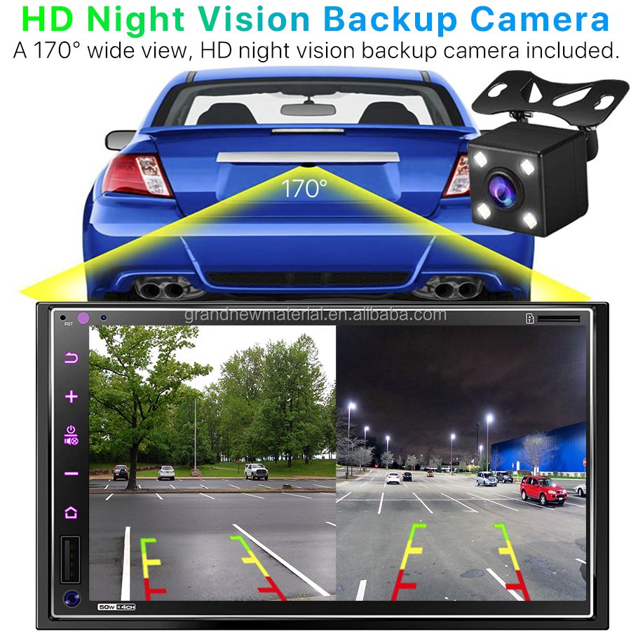 Grandnavi No DVD 2din 7inch Car Radio Touch Screen IPS Screen USB CarPlay Android Auto BT RDS for Universal Car